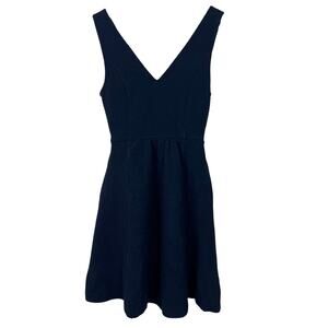 Maeve Size 2 Navy Blue Textured Sleeveless Fit and Flare Dress with Keyhole Back